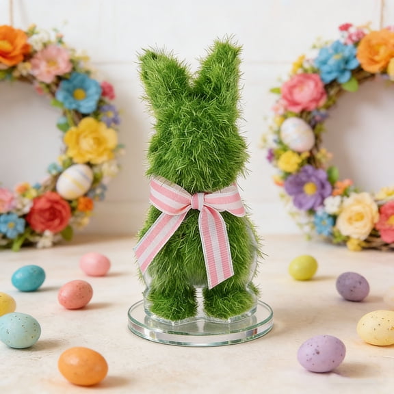 Easter Blue Hydrangea Bunny Figurine 8In Artificial Floral Rabbit Tabletop Decoration Spring Holiday Home Centerpiece Desktop Shelf Decor Farmhouse Party Ornament Seasonal Bunny Gift Decor