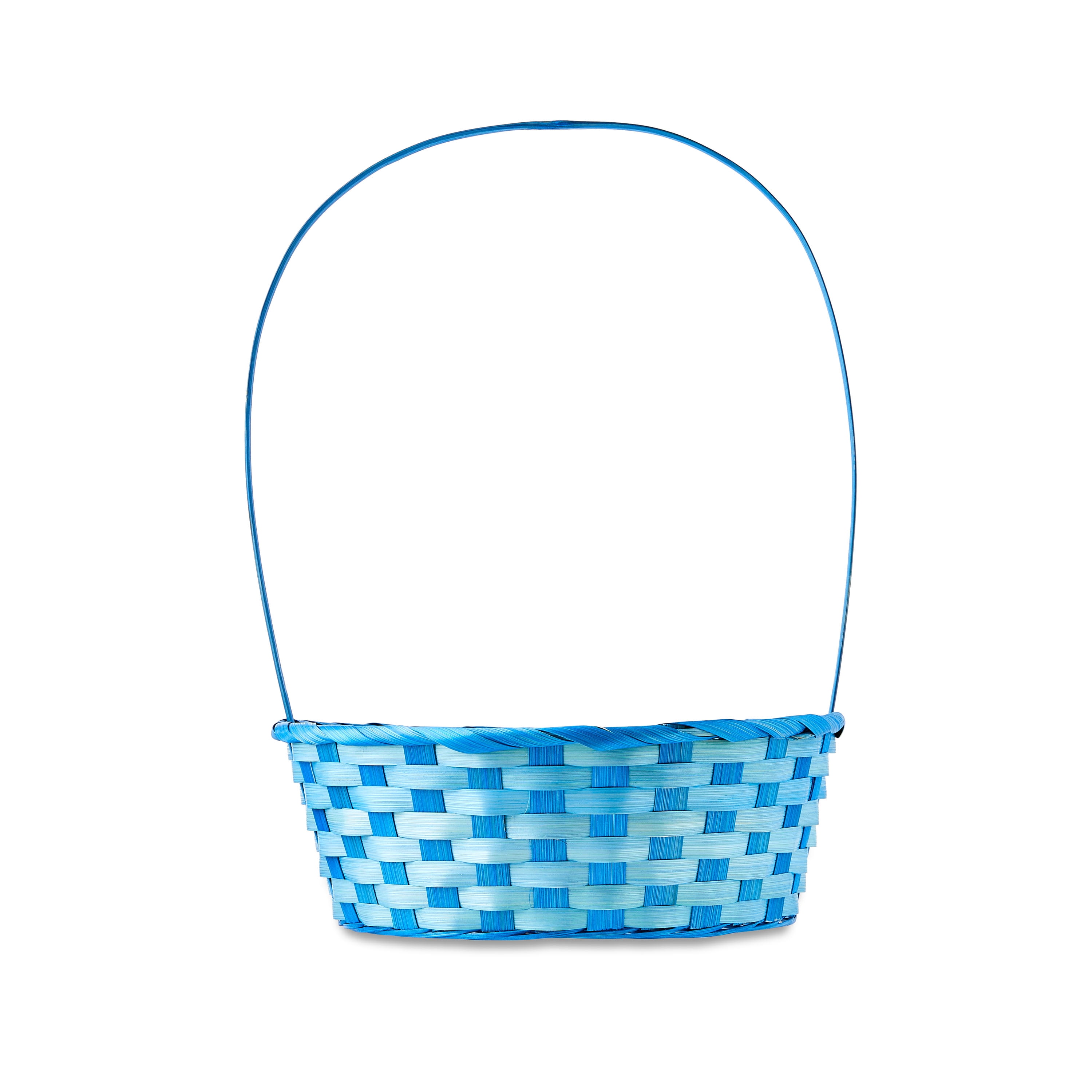 Easter Blue Large Round Bamboo Basket, 10.5 in x 14.5 in, by Way To Celebrate