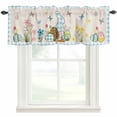 thumbnail image 1 of Easter Blue Valances for Windows Plaid Leopard Printed Rabbit Eggs Retro Texture Rod Pocket Curtain Valance Window Treatment Short Curtains for Kitchen Living Room, 54"x18", 1 of 9