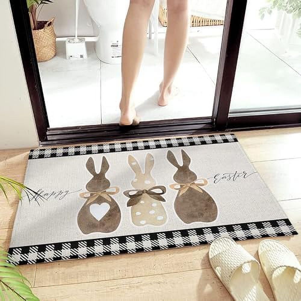 Easter Boho Bunny Ear Butt Black White Buffalo Plaid Brown Indoor ...
