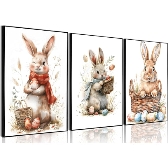 Easter Boho Bunny Wall Art Posters Rabbit Wall Decor Pictures Basket Egg Hare Canvas Prints Unframed