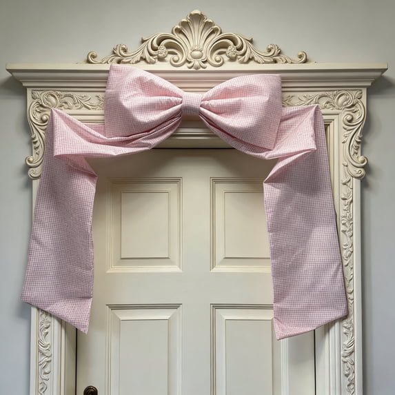 Easter Bow Decorations for Front Door - Large Spring Ribbon Bow with Classic Patterns, Wreath Accent for Porch Railing Mailbox, Reusable Outdoor Holiday Décor, Warm Festive Welcome Gift