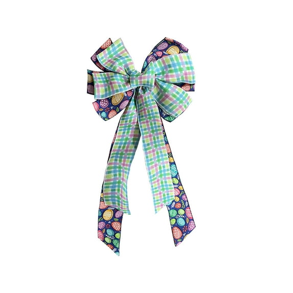 Easter Bows Wreath, Easter Eggs Ribbon Bows for Front Door Indoor Outdoor Spring Summer Decoration, 11x25in