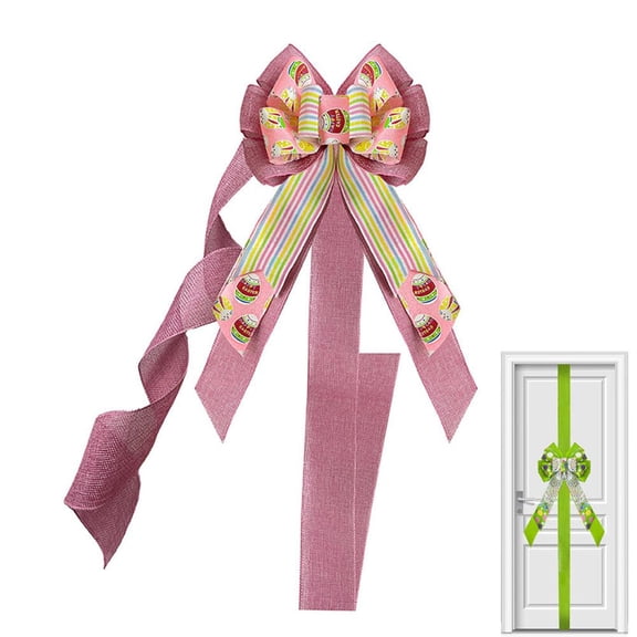 Easter Bows for Wreaths Decorations,Easter Tree Topper Bow,Waterproof Large Wreath Bows Ornament for Gift Wrapping Tree Topper Cabinets Outdoor Home Decor Easters Party Supplies