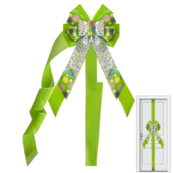 Easter Bows for Wreaths Decorations,Easter Tree Topper Bow,Waterproof Large Wreath Bows Ornament for Gift Wrapping Tree Topper Cabinets Outdoor Home Decor Easters Party Supplies