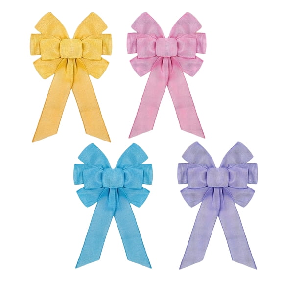 Easter Bows for Wreath,Spring Wreath Bows for Front Door Decorations,Spring Faux Burlap Ornament Tree Toppers Bowknot