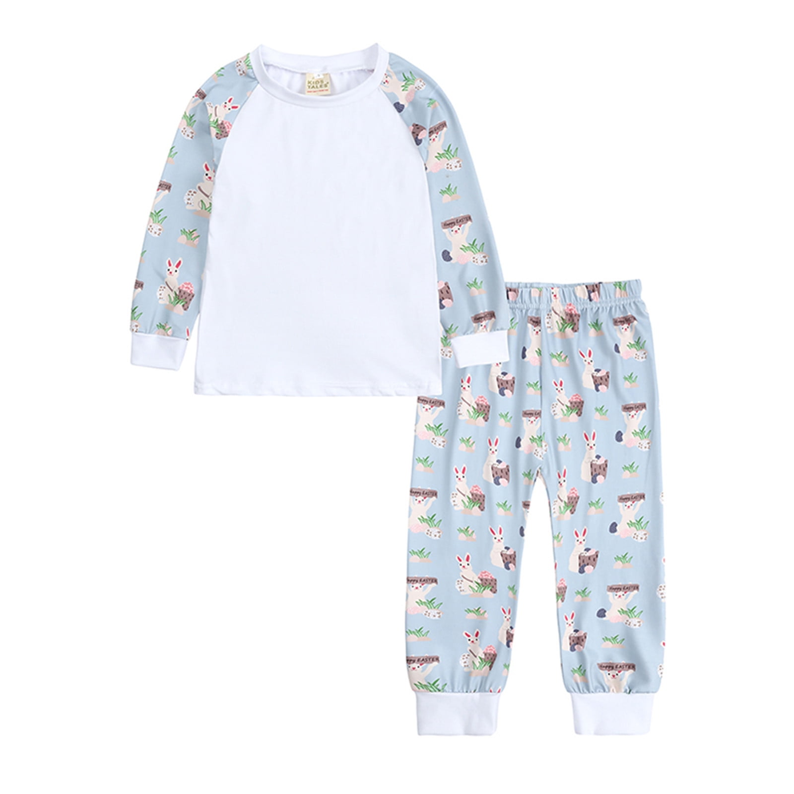 Kids Boys Girls Baby Toddler Long Sleeve Easter Bunny-Egg Pajamas Home ...