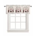 thumbnail image 1 of Easter Brown Rabbits Linen Curtain Valance for Bedroom/Bathroom/Kitchen/Office/Living/Dining Room Windows, Vintage Boho Embroidery Print Flower Rod Pocket Topper Decorative Cafe Drapes Panel 42"x18", 1 of 6