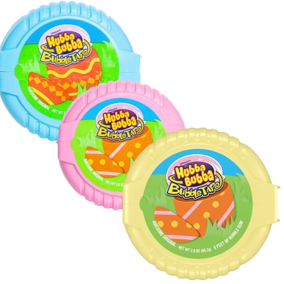 Easter Bubble Gum Tape, Limited Edition Chewing Candy, Basket Fillers, Style May Vary, 2 Ounces, (Pack of 3)