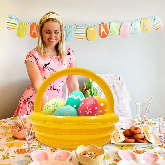 Easter Bucket Inflatable Party Basket For Storage Of Drinks Ice And Eggs Holiday Pool Party Supplies Decorative Basket