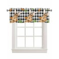thumbnail image 1 of Easter Buffalo Bunny Linen Curtain Valance for Bedroom/Bathroom/Kitchen/Office/Living/Dining Room Windows,Carrots Black White Plaid Check Rod Pocket Topper Drapes Decorative Cafe Drapery Panel 60x18, 1 of 6