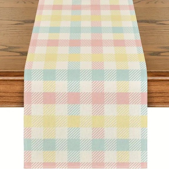 Easter Buffalo Plaid Check Table Runner Spring Holiday Farmhouse Fireplace Kitchen Dining Room Home Party Decoration (13" x 108")