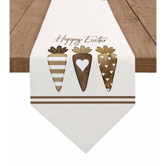 Easter Buffalo Plaid Check Triangle Table Runners Long Dresser Scarves Table Decoration for Wedding Party/Graduation Ceremony/Banquet Brown Easter Carrots