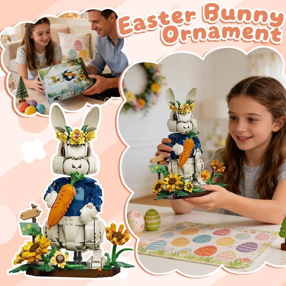 Easter Building Blocks Compatible for Easter Rabbit Micro Blocks Stacking New Toys Holiday Present Box New Year Gifts for Teen and Adults（Squirrel）