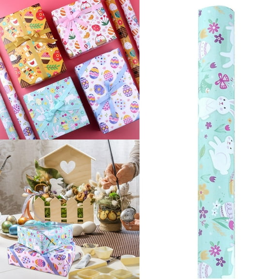 Easter Bulk Gift Wrapping Paper,Easter Wrapping Paper Set C 5pc, Bunny Print Gift Wrap, Foldable Easter Themed Paper For Holiday Party & Gifting