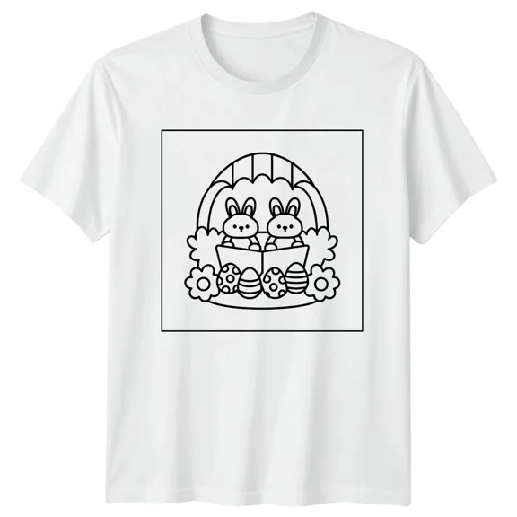 Easter Bunnies Basket Holiday Mens T-Shirt Ladies Tee Graphic Unisex Top