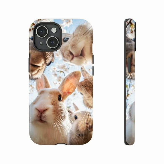 Easter Bunnies Cute Cherry Blossom Rabbits Design Phone Case Compatible with iPhone 11/12/13/14/15/16 (Pro Max/Plus) for Rabbit Lovers & Easter Gifts