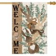 thumbnail image 1 of Easter Bunnies House Flag 28x40 Inch Double Sided Outside, Burlap Brown Rabbits Welcome Yard Outdoor Flag, 1 of 6