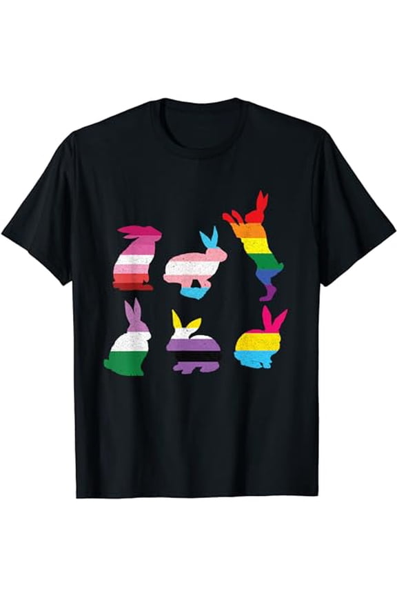 Easter Bunnies LGBTQ Pride Rainbow Rabbit Awareness Month T-Shirt