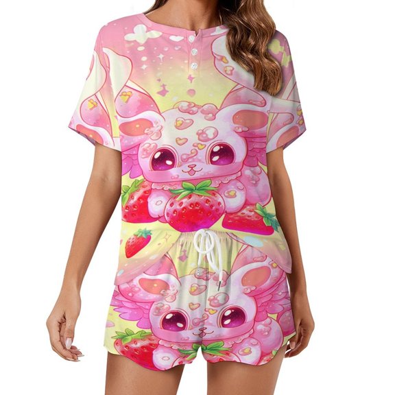 Easter Bunnies Rabbits 2 Pack Women’s Pajama Set Print Sleepwear And Shorts Y2k Loungewear Sets S-5XL