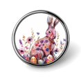 thumbnail image 1 of Easter Bunnies Rabbits 3D Round Lapel Pin Tie Tack Cute Brooch Pin Badge for Men Women Hat Clothing Accessories, Circular, Style, 1 of 8