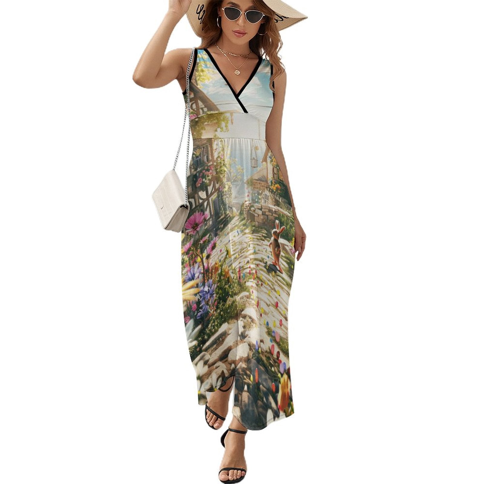 Easter Bunnies Rabbits Art Sleeveless Dress Women's Summer Suit Dresses ...
