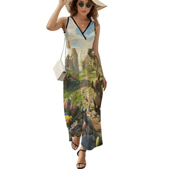 Easter Bunnies Rabbits Art Sleeveless Dress Women's Summer Suit Dresses for Women 2025 Luxury Party Dress