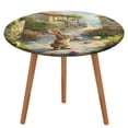 thumbnail image 1 of Easter Bunnies Rabbits Round Fitted Tablecloth with Elastic Edged & Backing, Round Table Cover for Indoor Outdoor Patio Use Fits Tables up to 40" - 54" Diameter, 1 of 5
