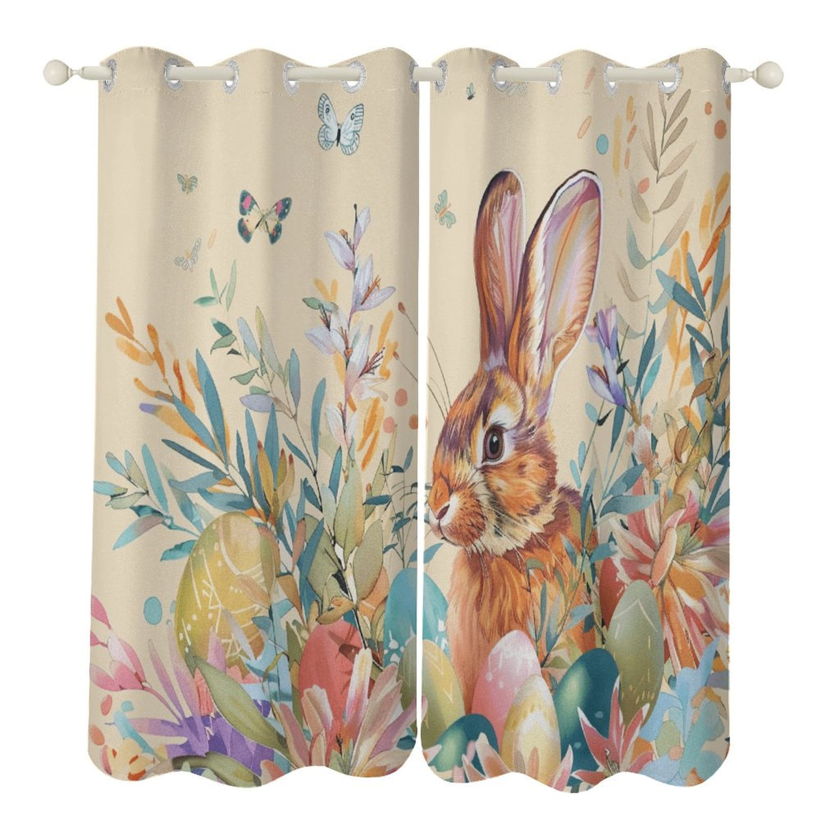 Easter Bunnies Rabbits Curtains Aesthetic Envrionmental Friendly ...