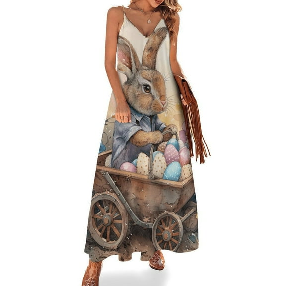 Easter Bunnies Rabbits Design Sleeveless Dress Woman Fashion Long Dresses Women's Summer Suit Dress 2025