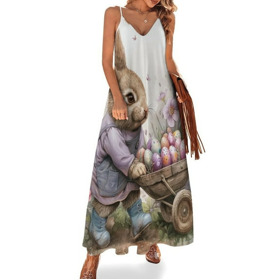 Easter Bunnies Rabbits Fine Art Sleeveless Dress Summer Dress Woman 2025
