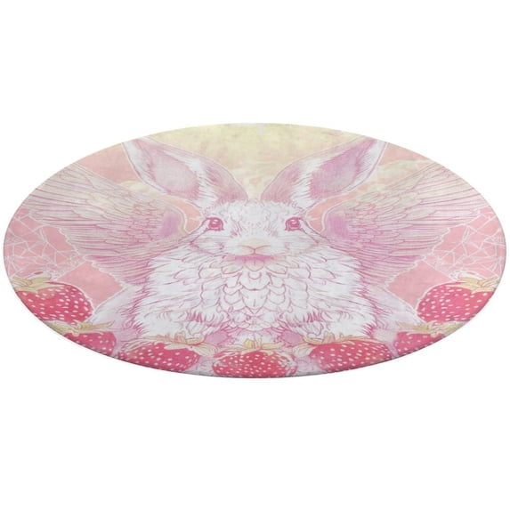 Easter Bunnies Rabbits Round Rugs -Washable Non-Slip Small Round Area Rug Throw Soft Circle Rugs for Bedroom, Modern Print Indoor Carpet for Entryway Sofa Living Room
