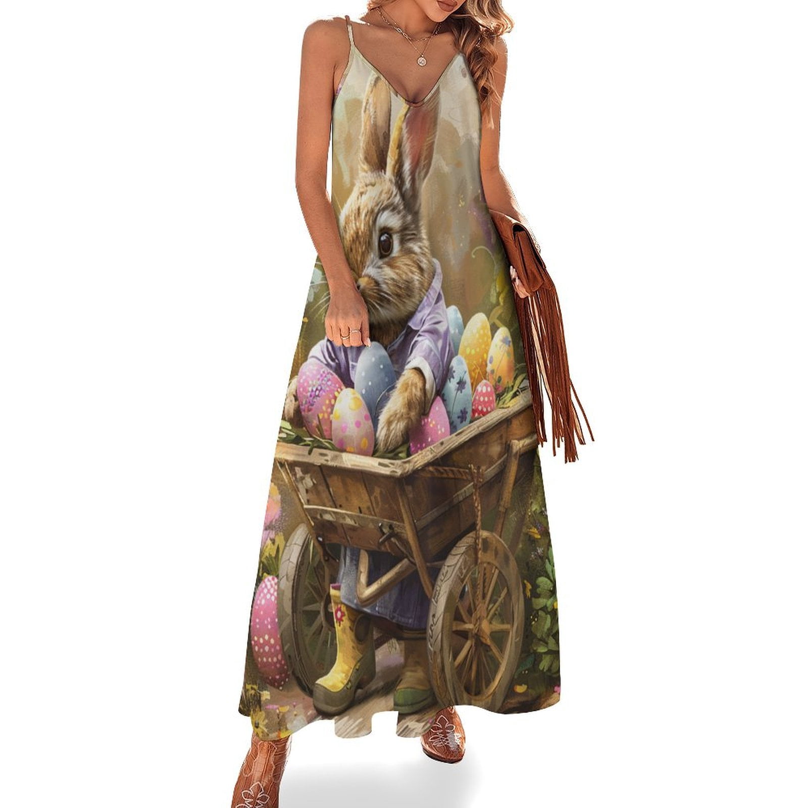 Easter Bunnies Rabbits Sleeveless Dress Women's Luxury Party Dress ...