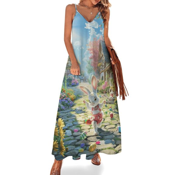 Easter Bunnies Rabbits Sleeveless Dress Women's Luxury Party Dress Birthday Dresses for Women