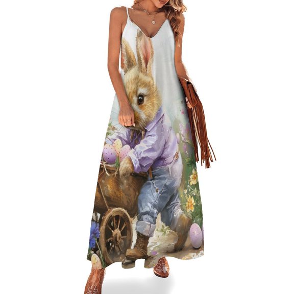 Easter Bunnies Rabbits Sleeveless Dress for Women Clothing Female Women's Summer Skirt