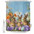 thumbnail image 1 of Easter Bunnies Shower Curtain, Waterproof Shower Curtains for Bathroom, Spring Easter Eggs Garden Floral Washable Fabric Bathtub Curtain Set Bath Decor with 12 Hooks Stall 36"x72", 1 of 8