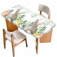 thumbnail image 1 of Easter Bunnies Table Cloths for 3 Foot Rectangle Tables, Spring Eucalyptus Daisy Easter Eggs Patio Waterproof Elastic Fitted Tablecloths, Washable Rectangular Table Cover for Camping, 1 of 8