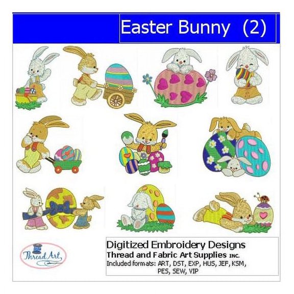 Threadart Machine Embroidery Design Bundles - Holiday Sets - Easter Bunny(2) - Loaded on USB Stick - Over 50 Sets Available