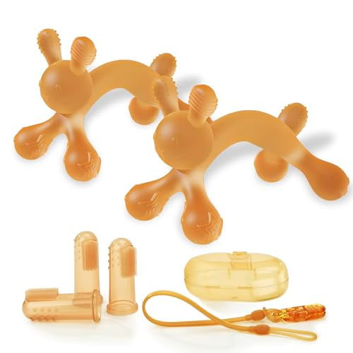 Easter Bunny 2 Pack Amber Oil Baby Teething Toys For Babies,Silicone Baby Teethers For Babies 3-6 Months,Freezer Bpa Free Soft And Textured Chew Infant Toys Easter Gifts For Boys And Girls
