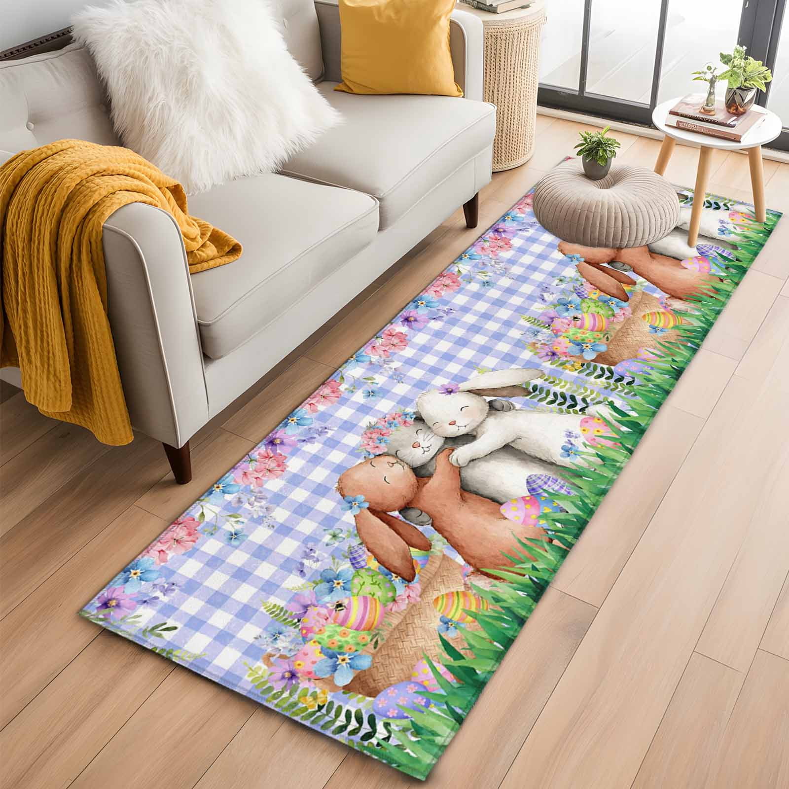 Cute Rabbit 4081 Easter Bunny 2'x6' Runner Rugs for Hallway Kitchen Bedside Non Slip ...