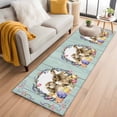 thumbnail image 1 of Easter Bunny 2'x6' Runner Rugs for Hallway Kitchen Bedside Non Slip Washable, Spring Easter Eggs Chick Floral Teal Wood Entryway Rug Runners with Rubber Backing, Long Carpet Runner for Laundry Room, 1 of 8