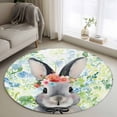 thumbnail image 1 of Easter Bunny 3ft Area Rug, Spring Flowers Green Leaves Pastoral Plants Washable Non-Slip Small Round Rugs for Entryway Bedroom Kitchen, Soft Circle Carpet for Dining Room, Playroom Nursery Rug, 1 of 9
