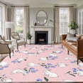 thumbnail image 1 of Easter Bunny 5'x8' Area Rug for Living Room, Spring Purple Flower Rustic Rabbit Pink Washable Non-Slip Rugs for Bedroom Nursery Dining Room, StainResistant Low-Pile Kitchen Carpet Large Entryway Rugs, 1 of 9
