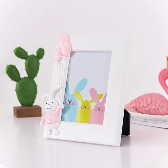 Easter Bunny 7-Inch Horizontal Photo Frame - Traditional Holiday Tabletop Decor with Stand for Displaying Your Spring Memories