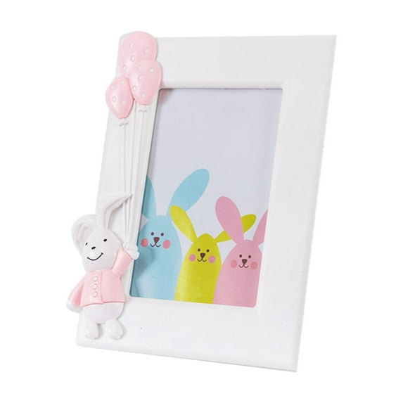 Easter Bunny 7in Framed Figurine – Cute Spring Photo Frame with Hemp Rope for DIY Painting – Easter Tabletop or Hanging Decoration for Home