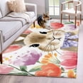 thumbnail image 1 of Easter Bunny Area Rug 3x5 Washable Rug Non Slip Spring Tulips Vintage Botanical Pastoral Large Area Rug Indoor Floor Carpet for Entryway Bedroom Kitchen Living Room Home Office Dining Room Nursery, 1 of 8