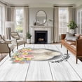 thumbnail image 1 of Easter Bunny Area Rugs 5'x8', Washable Small Throw Rugs for Classroom Bedroom, 3D Optical Illusion Farmhouse Flower Wood Grain Indoor Outdoor Rug Non-Slip Low Pile Carpet Runner Reversible Floor Mats, 1 of 8