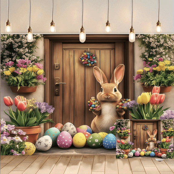 Easter Bunny Backdrop Spring Photography Background Party Banner