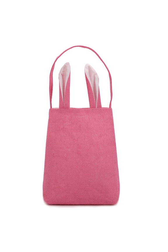 Easter Bunny Bag & Basket for Egg Hunts. Children's Tote Handbag Container with Dual Layer Bunny Ears Design, Excellent for Carrying Eggs, Candy, Gifts at Easter Party. (Bunny Ear Tote Full Pink )