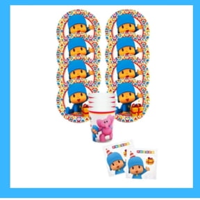 Pocoyo Birthday Tableware Set - 16 Cups, 16 Plates, 20 Napkins - Perfect for Your Little One's Big Day!